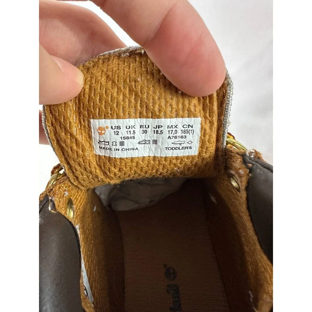Timberland Field Boots Toddler Size 12M Wheat Brown Leather Hiking Boots 15845